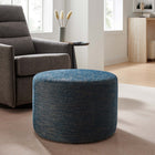 Modway - Callum Gros tissu rond tissé en bruyère de 23 pouces Rembourré Ottoman - Heathered Weave Azure-Pieds en plastique