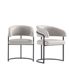 Manhattan Comfort - Lot de 2 chaises de salle à manger modernes Augusta 23,6 po en similicuir gris clair-Chaise de salle à manger moderne avec dossier pour salle à manger et bureau à domicile