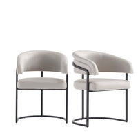 Manhattan Comfort - Lot de 2 chaises de salle à manger modernes Augusta 23,6 po en similicuir gris clair-Chaise de salle à manger moderne avec dossier pour salle à manger et bureau à domicile
