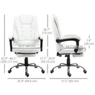 HOMCOM PU Leather Executive Reclining Office Chair with Arms - White-Recline up to 145 degrees for maximum comfort
