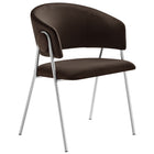 Modway Nella Upholstered Performance Velvet Dining Chair - Chocolate Brown - 2 Pack-Protective Foot Pins
