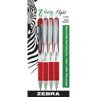 Zebra Z-Grip Flight Ballpoint Pen - 1.2mm - Red - 4 Pack (21934)-Super smooth, low viscosity ink