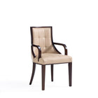 Manhattan Comfort - Fauteuil de salle à manger traditionnel Fifth Avenue 22,5 po en similicuir et velours, coloris beige-Fauteuil de salle à manger traditionnel pour usage en salle à manger