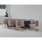 Manhattan Comfort - Lot de 2 chaises de salle à manger modernes Aura 62 cm, revêtement en velours rose poudré et laiton poli-Structure en acier inoxydable avec finition laiton poli