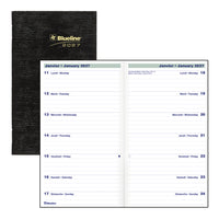 Blueline 2027 Two-Week Planner with Stitched Binding - 6" x 3-1/2" - Black - Bilingual-12-Month: January 2027 to December 2027