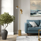 Hudson&Canal Dorset 3-Light Floor Lamp with Metal Shades - Brass/Brass-Handcrafted brass finish is applied to the steel base