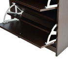 HOMCOM Narrow Shoe Storage Cabinet with 3 Flip Doors & Open Shelf - Coffee-Colour: Coffee