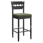 Modway - Jax Bois de chêne Tabouret de bar avec dossier ondulé en rasoir et coussin in Sauge Noire-Tabouret de bar en chêne massif