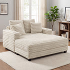HOMCOM 60" Oversized Upholstered Chaise Lounge Sofa Bed - Beige-Enjoy generous space with an extra-deep seat designed for full relaxation