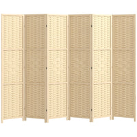 HOMCOM - Séparateur de pièce autoportant à 6 panneaux en bambou ondulé pour chambre, bureau intérieur - bois naturel-Idéal pour créer un espace personnel ou diviser de grandes pièces 
