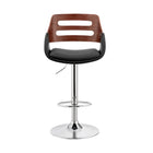 Armen Living - Karter Tabouret de Bar à Hauteur Réglable en Similicuir Noir et Bois Noyer avec Base Chromée-48,3 cm L x 50,8 cm l x 88,9 – 109,2 cm H