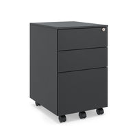 Ceha Canada 3-Drawer Metal Pedestals - Black-EFFICIENT SPACE UTILIZATION & SECURITY: Optimize your file organization with this compact file cabinet that provides ample storage without taking up much floor space. Rest assured of the safety and privacy of your documents with the included key lock