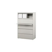 Hirsh HL10000 Series Lateral File Cabinet, 5-Drawer, Grey-Heavy-duty three-piece, ball-bearing slide suspension