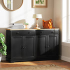 HOMCOM 55.1" L Sideboard Buffet Cabinet with Storage - Black-Suitable for kitchen, living room, bathroom to store utensils, stationery, or towels