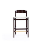 Manhattan Comfort - Klismos tabouret de comptoir moderne du milieu du siècle de 20" en similicuir ivoire et noyer foncé-Revêtement en similicuir avec rembourrage en mousse
