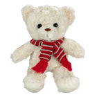 Gry Mattr - Ours en peluche avec foulard-Ourson en peluche doux avec foulard rayé rouge et blanc