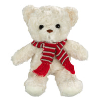 Gry Mattr - Ours en peluche avec foulard-Ourson en peluche doux avec foulard rayé rouge et blanc