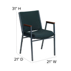Flash Furniture HERCULES Series Heavy Duty Patterned Fabric Stack Chairs with Arms - Green - 4 Pack-550 lb. Weight Capacity