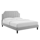 Modway Sienna Performance Velvet Queen Platform Bed - Light Grey-Stain-Resistant Performance Velvet