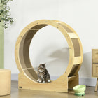 PawHut 36" Cat Wheel with Brake and Scratching Pads - Oak-The scratching pad's inner layer increases friction and satisfies your cat's instincts 