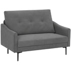 HOMCOM 2 Seater Loveseat Sofa with Button Tufted Back - Grey-High-resilience foam offers comfortable support, relieving fatigue