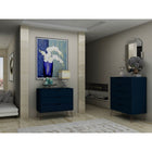 Manhattan Comfort Rockefeller Mid-Century Modern Bedroom Dresser 2-Piece Set - Tatiana Midnight Blue-Choose Your Handle Design When the Product is at Your Home! Option for Cut-Out Edge Handle, or Flush Design Look.