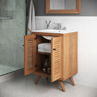 Modway Birdie 24" Bathroom Vanity - Natural/White-Ceramic Sink With Integrated Countertop