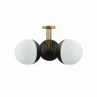 Modway Stellar 3-Light Semi-Flush Ceiling Light - Opal/Satin Brass-Modern 3-Light Ceiling Light