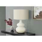 Monarch Specialties 25" H Contemporary Table Lamp - Ivory / Cream Shade / Cream Ceramic-The stacked, round contemporary ceramic base, with a chic ivory linen fabric shade and accented with a round silver metal finial on top, provides modern refinement to a room