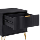 Manhattan Comfort - DUMBO 20,07" Table de nuit moderne à 2 tiroirs - Noir - Lot de 2-Pieds évasés en métal doré élégants ajoutant une touche de design mode et de durabilité