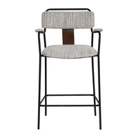 Zuo Couva Counter Stool - Grey Tweed - Set of 2-Soft chenille fabric