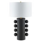 Hudson&Canal - Lampe de table Jurrah 27" en céramique avec abat-jour en tissu - Noir mat/blanc-Design moderne pour votre salon, votre espace de travail ou votre table de chevet