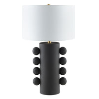 Hudson&Canal - Lampe de table Jurrah 27" en céramique avec abat-jour en tissu - Noir mat/blanc-Design moderne pour votre salon, votre espace de travail ou votre table de chevet