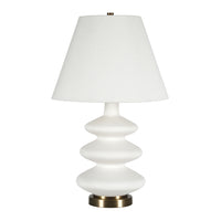 Hudson&Canal - Lampe de table Carleta (67,3 cm) avec abat-jour en tissu - Blanc/Blanc-Design moderne et contemporain pour votre salon, espace de travail ou table de chevet