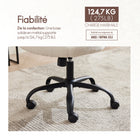Elle Decor - Chaise de travail en tissu Kylian - Crème-Rotation fluide sur 360° avec roulettes de 50 mm pour une mobilité illimitée et des déplacements sans effort sur la plupart des surfaces de tapis