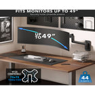Mount-It! Heavy-Duty Monitor Wall Mount with Gas Spring Arm - Fits Monitors up to 49"-Durable construction, built from strong materials with a stylish matte black finish
