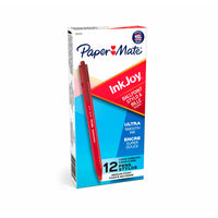 Paper Mate InkJoy 100 RT Ballpoint Pens - 1.0mm - Red - 12 Pack-The InkJoy writing system starts quickly without dragging, requires minimal pressure from your hand, and delivers crisp, clean lines every time