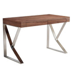 Plata Import - Mac Bureau Bureau Bureau Placage De Bois Avec Pieds En Acier Inoxydable, Braun-Bureau