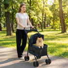 PawHut Foldable Pet Stroller for Small Dogs & Cats with Mesh Windows-Front window allows your dog to comfortably enjoy the surrounding view

