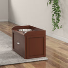 PawHut Large Elevated Dog Bowl Stand with Bowl and Storage - Brown-Colours: Brown 