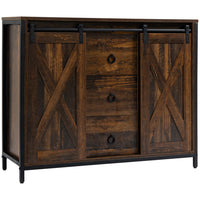 HOMCOM Industrial 39.25" L Buffet Cabinet - Rustic Brown-Industrial style decorates your home