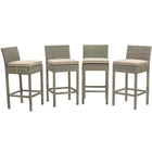 Modway Conduit Outdoor Patio Wicker Rattan Bar Stool - Light Gray Beige - Set of 4-Modern Outdoor Bar Stool