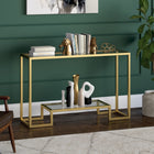 Hudson&Canal Athena 47.75"W Console Table - Brass-Hand crafted golden brass finish is applied to the steel frame