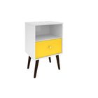 Manhattan Comfort Liberty 1.0 Nightstand, White and Yellow (203AMC63)-Modern Nightstand for Bedroom or Living Room use.