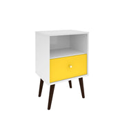 Manhattan Comfort Liberty 1.0 Nightstand, White and Yellow (203AMC63)-Modern Nightstand for Bedroom or Living Room use.