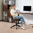 HOMCOM 360-Degree Swivel Office Desk Chair with Wheels and No Arms - Black-Easy-to-clean PU leather and foam padding provide luxury seating