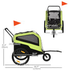 Aosom 2-in-1 Pet Bike Trailer and Stroller with Hitch for Large Dogs - Green-Foot support for pet comfort 