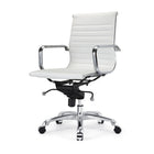 Plata Import Antoni Office Chair Leather Upholstery Low Back Adjustable Height Metal Frame - White-PU leather upholstery and metal gold frame in White