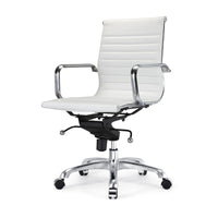 Plata Import - Antoni Chaise de Bureau Rembourrage en Cuir Cadre en Métal à Hauteur Réglable à Dossier Bas, Blanc-Cuir polyurethane revêtement en cuir et cadre en metal dore en blanc