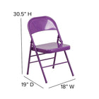 Flash Furniture – Chaise pliante en métal HERCULES COLORBURST à double pivot et triple renfort, violet impulsif (HF3-PUR-GG)-Composants en acier riveté